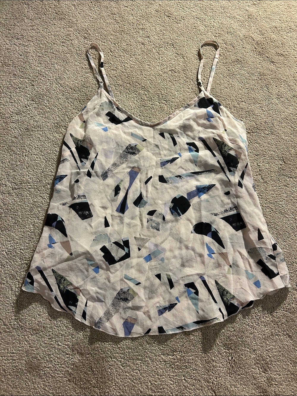 Wilfred Abstract Print Silk Camisole - White, Black, Blue